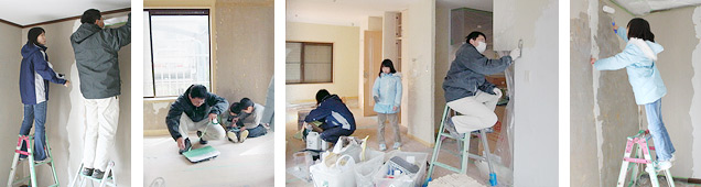 DIYの様子／珪藻土塗り